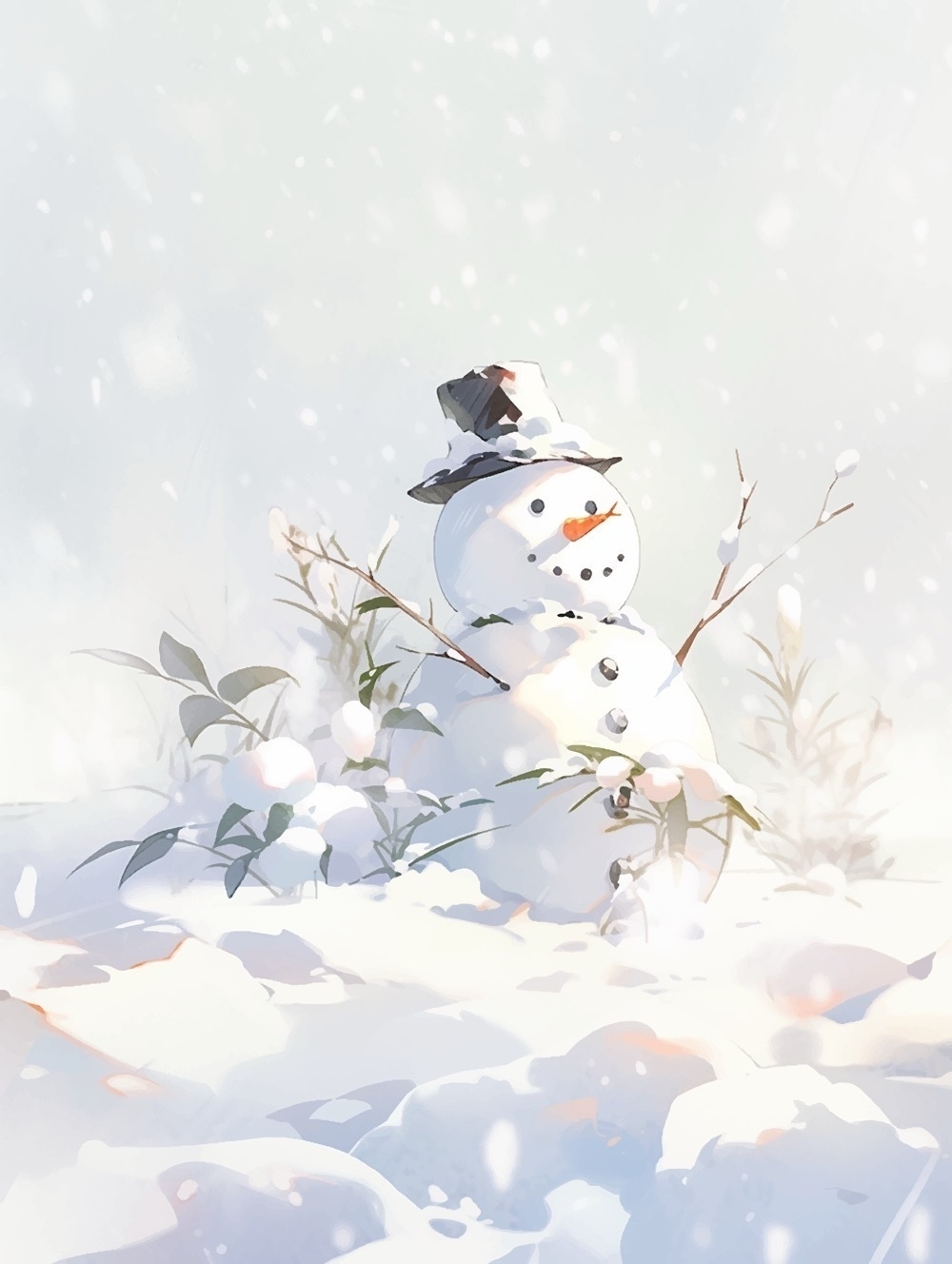 Painting of a snowman.